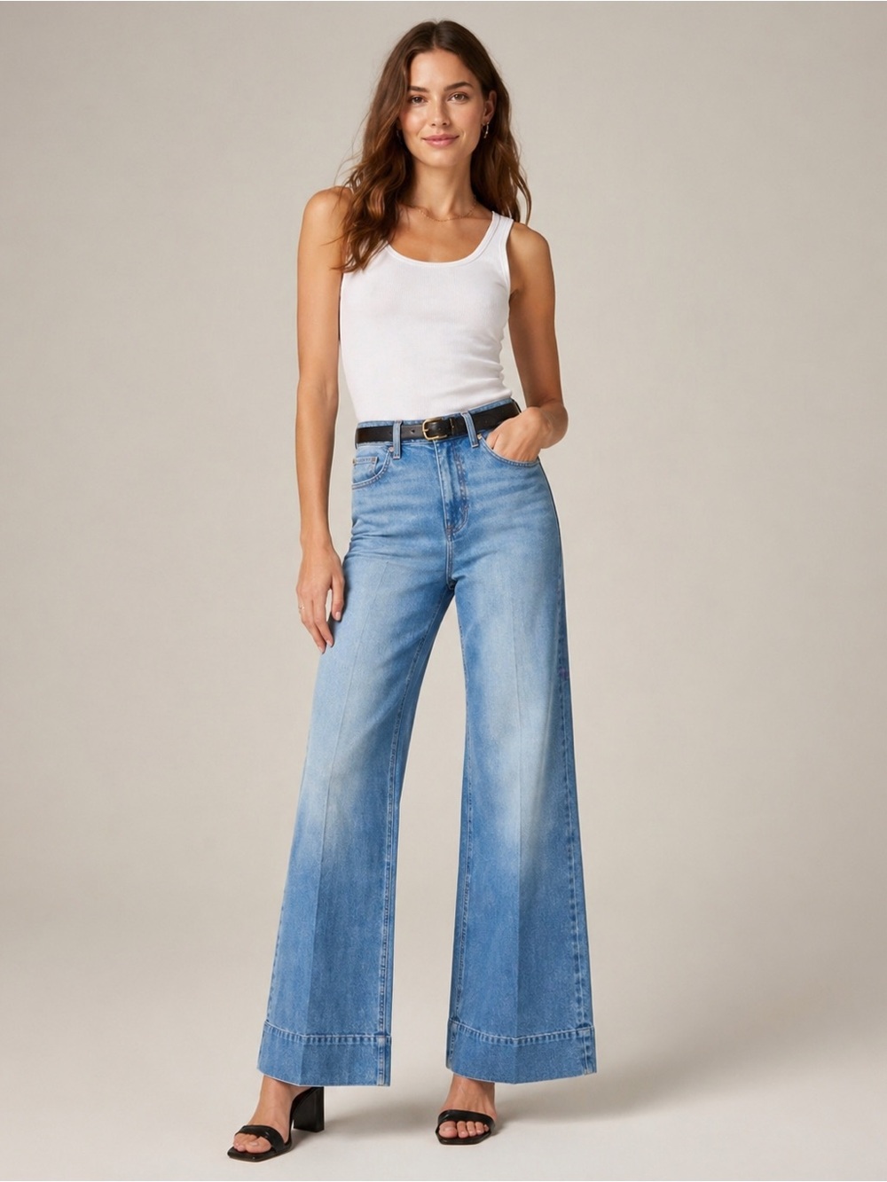 J. Crew womens Denim trouser in Chambray Blue wash size 29 wide leg jeans bp482